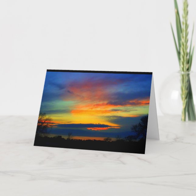 Lake Winnebago Sunset Thinking Of You Card (Front)