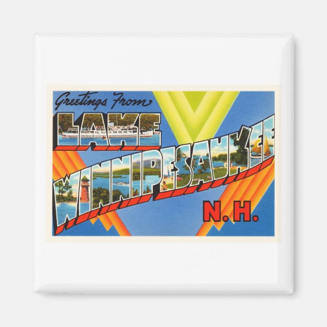 Lake Winnipesaukee #2 New Hampshire NH Old Travel Magnet (Front)