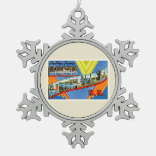 Lake Winnipesaukee #2 New Hampshire NH Old Travel Snowflake Pewter Christmas Ornament