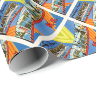 Lake Winnipesaukee #2 New Hampshire NH Old Travel Wrapping Paper