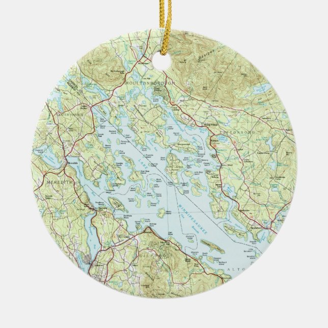 Lake Winnipesaukee Map (1986) Ceramic Tree Decoration (Front)