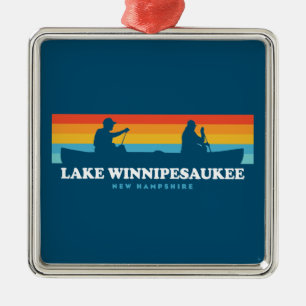 Lake Winnipesaukee New Hampshire Canoe Metal Tree Decoration