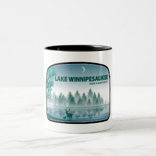 Lake Winnipesaukee New Hampshire Deer Two-Tone Coffee Mug