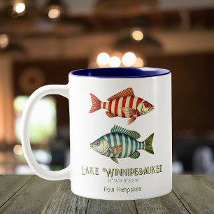 Lake Winnipesaukee New Hampshire fish Two-Tone Coffee Mug