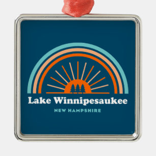 Lake Winnipesaukee New Hampshire Rainbow Metal Tree Decoration