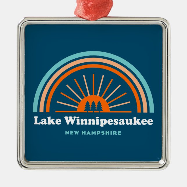 Lake Winnipesaukee New Hampshire Rainbow Metal Tree Decoration (Front)