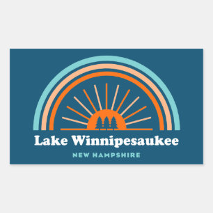 Lake Winnipesaukee New Hampshire Rainbow Rectangular Sticker