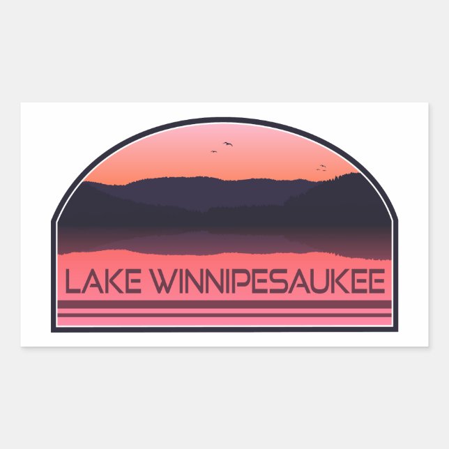 Lake Winnipesaukee New Hampshire Red Sunrise Rectangular Sticker (Front)