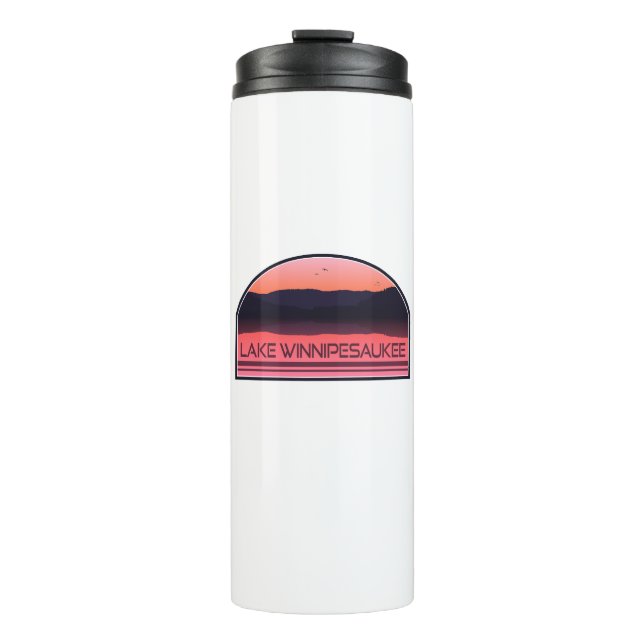 Lake Winnipesaukee New Hampshire Red Sunrise Thermal Tumbler (Front)