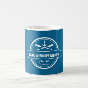 Lake Winnipesaukee NH custom town, name, anchor Coffee Mug