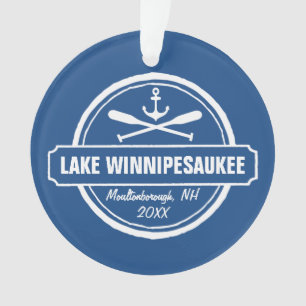 Lake Winnipesaukee NH custom town, name, anchor Ornament
