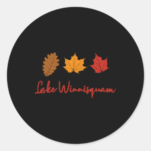 Lake Winnisquam Fall Foliage Autumn Leaf Ing Oak M Classic Round Sticker