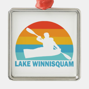 Lake Winnisquam New Hampshire Kayak Metal Tree Decoration