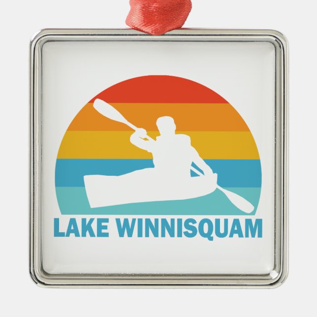 Lake Winnisquam New Hampshire Kayak Metal Tree Decoration (Front)