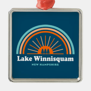 Lake Winnisquam New Hampshire Rainbow Metal Tree Decoration