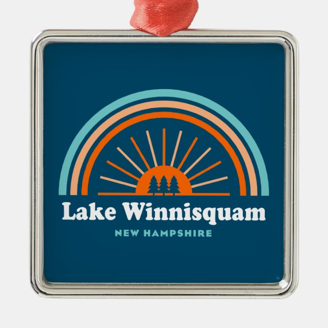 Lake Winnisquam New Hampshire Rainbow Metal Tree Decoration (Front)