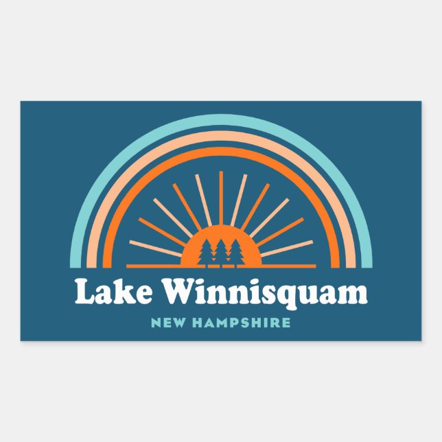 Lake Winnisquam New Hampshire Rainbow Rectangular Sticker (Front)