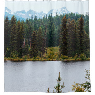 LAKE WITH TREES ON SIDES SHOWER CURTAIN