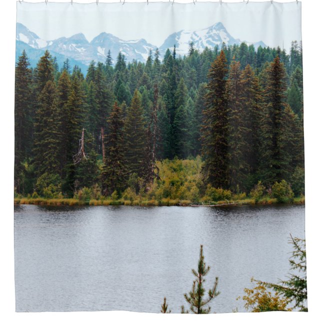 LAKE WITH TREES ON SIDES SHOWER CURTAIN (Front)