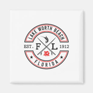 Lake Worth Beach Florida Fl Retro Surfer Beach Fro Magnet