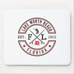Lake Worth Beach Florida Fl Retro Surfer Beach Fro Mouse Mat