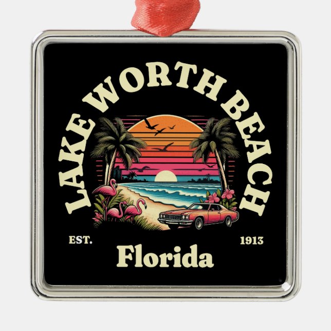 Lake Worth Beach,Florida Metal Tree Decoration (Front)