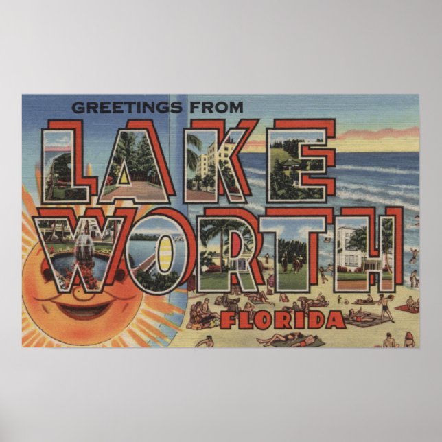 Lake Worth, Florida - Large Letter Scenes Poster (Front)