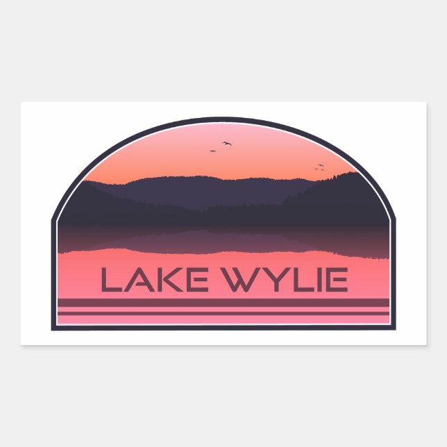 Lake Wylie North Carolina Red Sunrise Rectangular Sticker (Front)