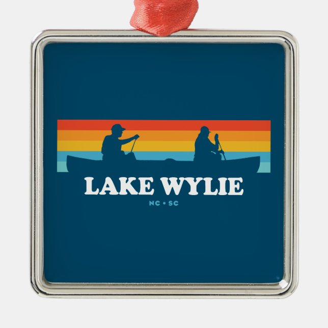 Lake Wylie North Carolina South Carolina Canoe Metal Tree Decoration (Front)