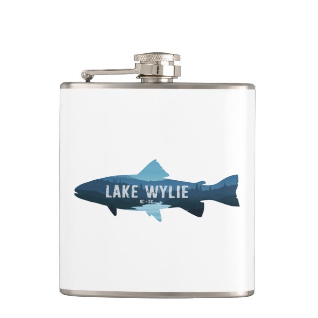 Lake Wylie North Carolina South Carolina Fish Hip Flask (Front)