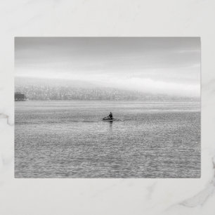 Lake Zurich Single Sculler Foil Holiday Postcard
