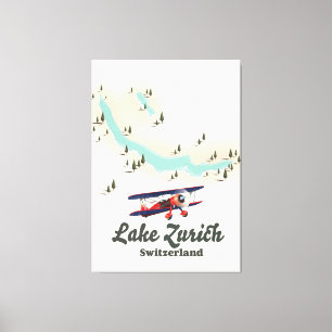 lake Zurich Switzerland map Canvas Print