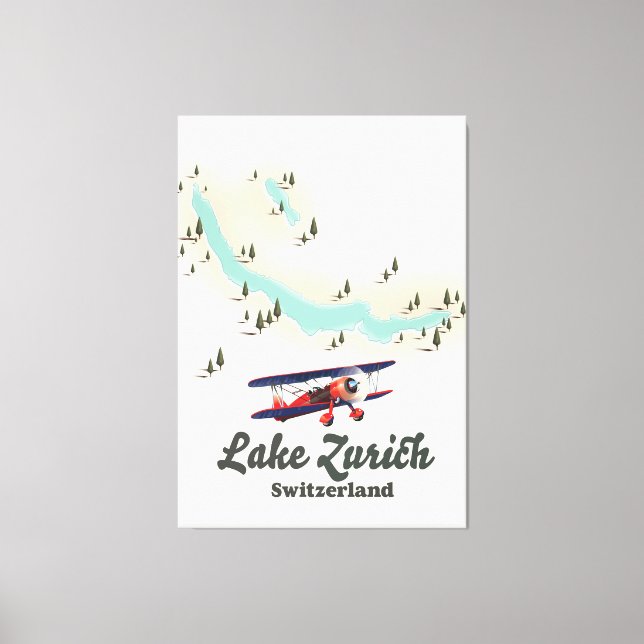 lake Zurich Switzerland map Canvas Print (Front)
