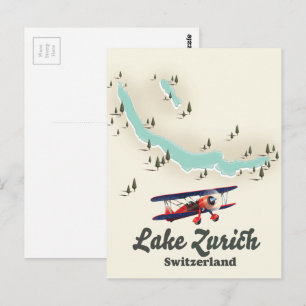 lake Zurich Switzerland map Postcard
