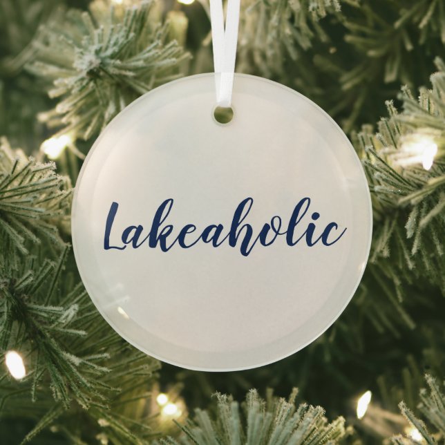 Lakeaholic | Lake House White Glass Ornament (Insitu)