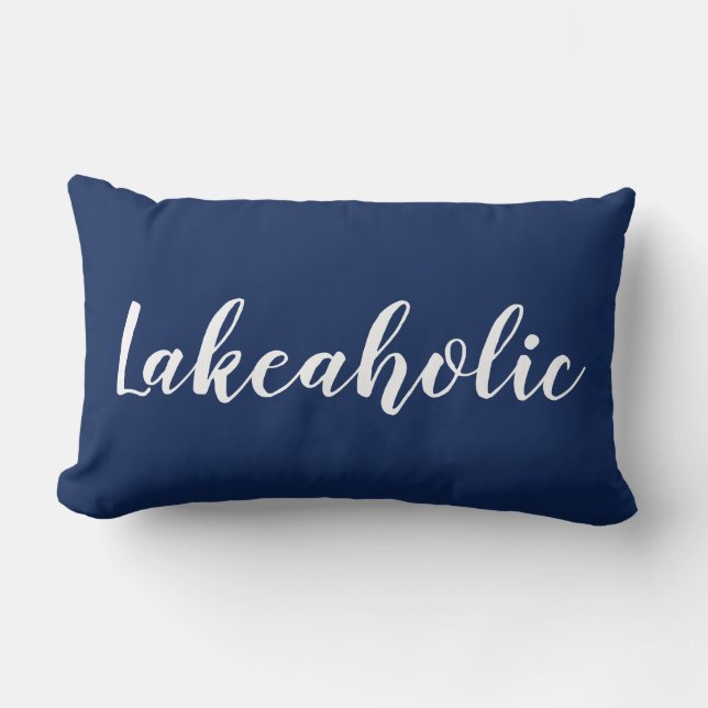 Lakeaholic Pillow | Navy (Front)