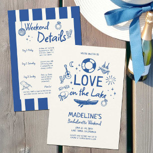 Lakehouse Bachelorette Party Love Lake Blue Stripe Invitation