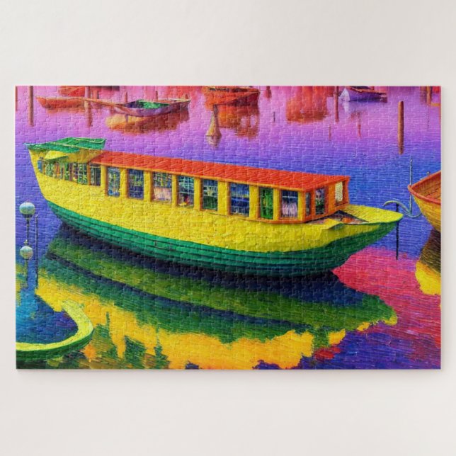 Lakehouse Boat Jigsaw Puzzle (Horizontal)