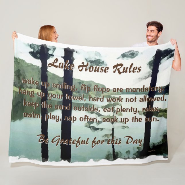 Lakehouse Rules Fleece Blanket (In Situ)