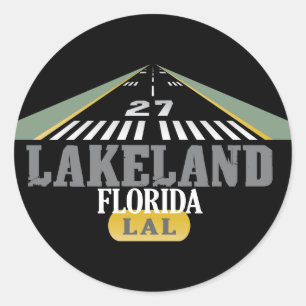 Lakeland FL - Airport Runway Classic Round Sticker