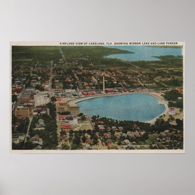 Lakeland, Florida - Aerial City View Showing Poster (Front)