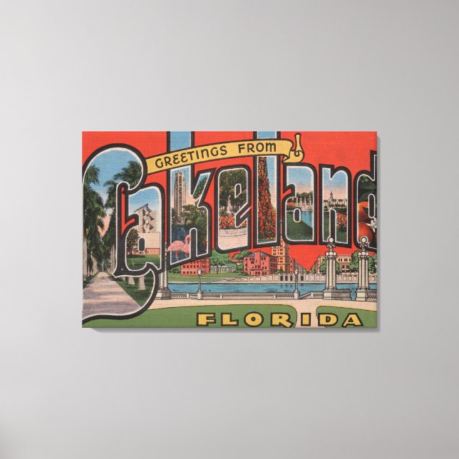 Lakeland, Florida - Large Letter Scenes Canvas Print (Front)
