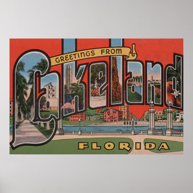 Lakeland, Florida - Large Letter Scenes Poster (Front)