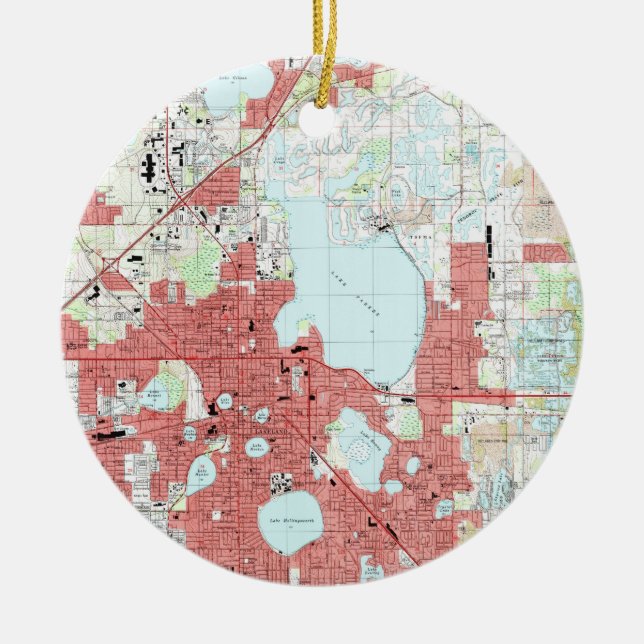 Lakeland Florida Map (1994) Ceramic Tree Decoration (Front)