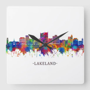Lakeland Florida Skyline Square Wall Clock