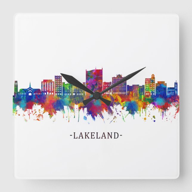 Lakeland Florida Skyline Square Wall Clock (Front)
