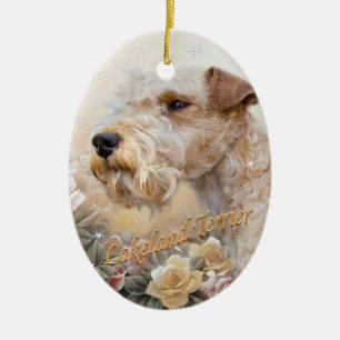 Lakeland Terrier Among Roses Ceramic Tree Decoration