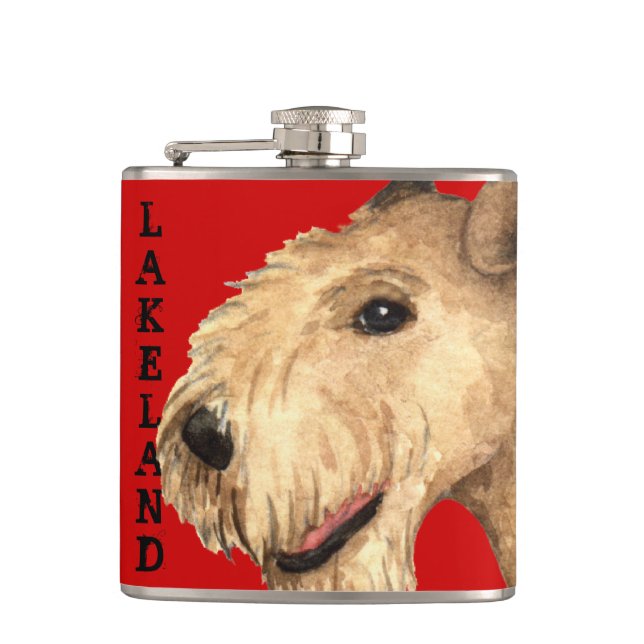 Lakeland Terrier Colour Block Hip Flask (Front)