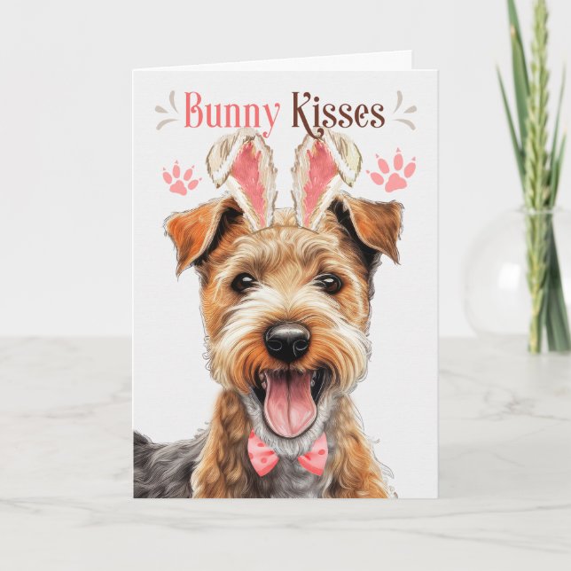 Lakeland Terrier Dog Bunny Ears for Easter Holiday Card (Front)