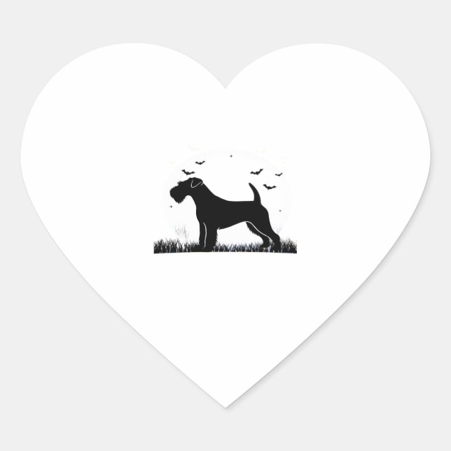 Lakeland Terrier Dog � Halloween Moon Silhouette C Heart Sticker (Front)